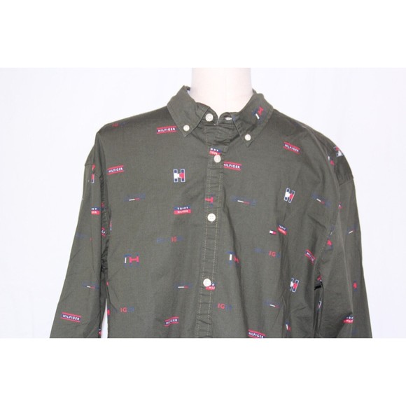 Tommy Hilfiger Logo Men's XL Slim Fit Long Sleeve Button Down Shirt - Picture 5 of 8